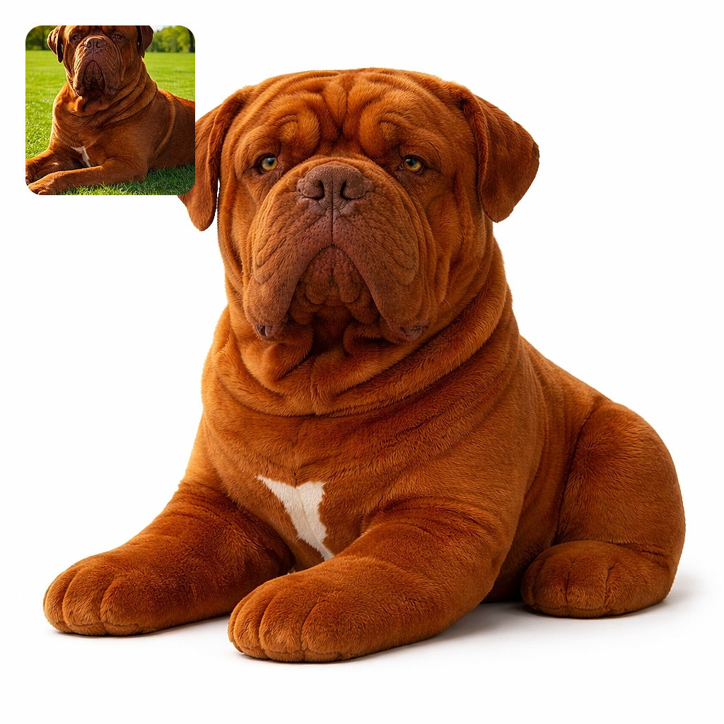 A majestic large brown dog lounges on a lush green lawn, basking under the warm sun with a serene and dignified expression, surrounded by a softly blurred backdrop of trees and sunlight.