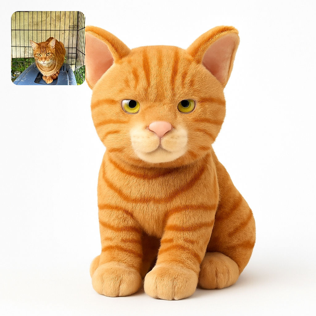 A serious-looking ginger cat sits neatly inside a slightly dusty blue plastic carrier, enclosed by a metal cage with a weathered backdrop. The cat's intense gaze makes it seem like it's plotting its great escape or judging your photography skills.