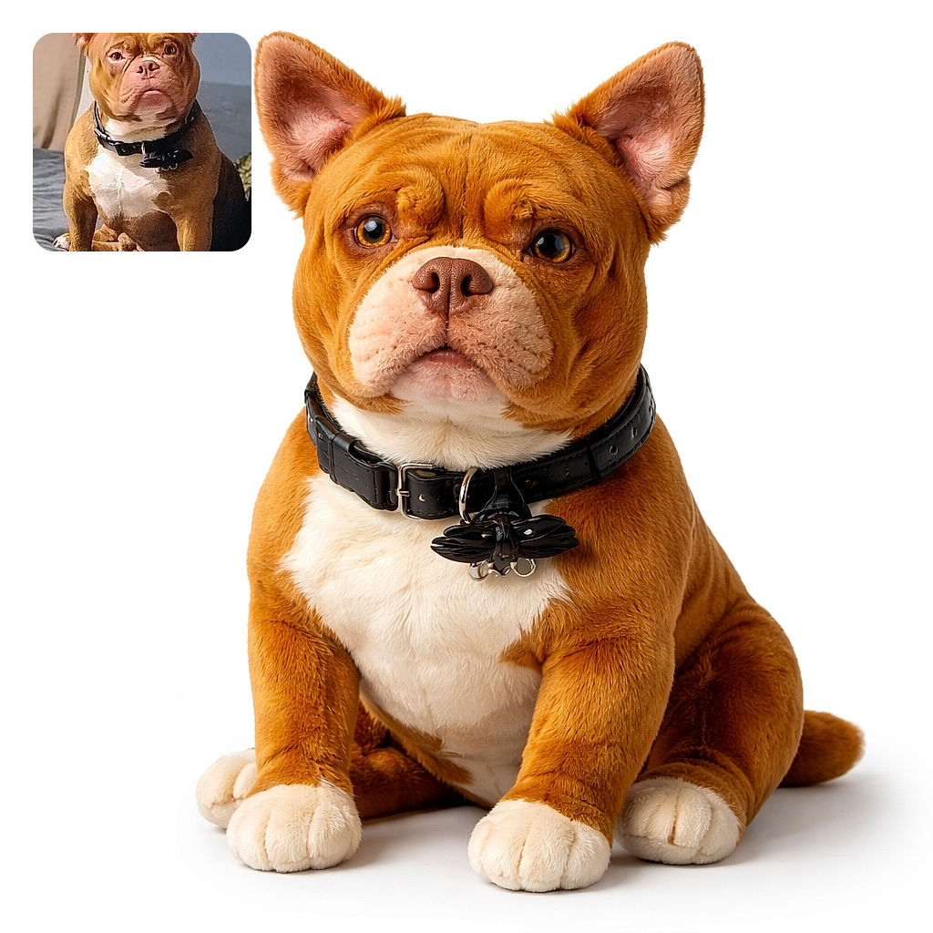 A serious, squat brown bulldog sits proudly on a bed like the landlord of the room, chest puffed out and ears on high alert — giving the camera a deadpan, unimpressed stare that’s equal parts regal and grumpy.