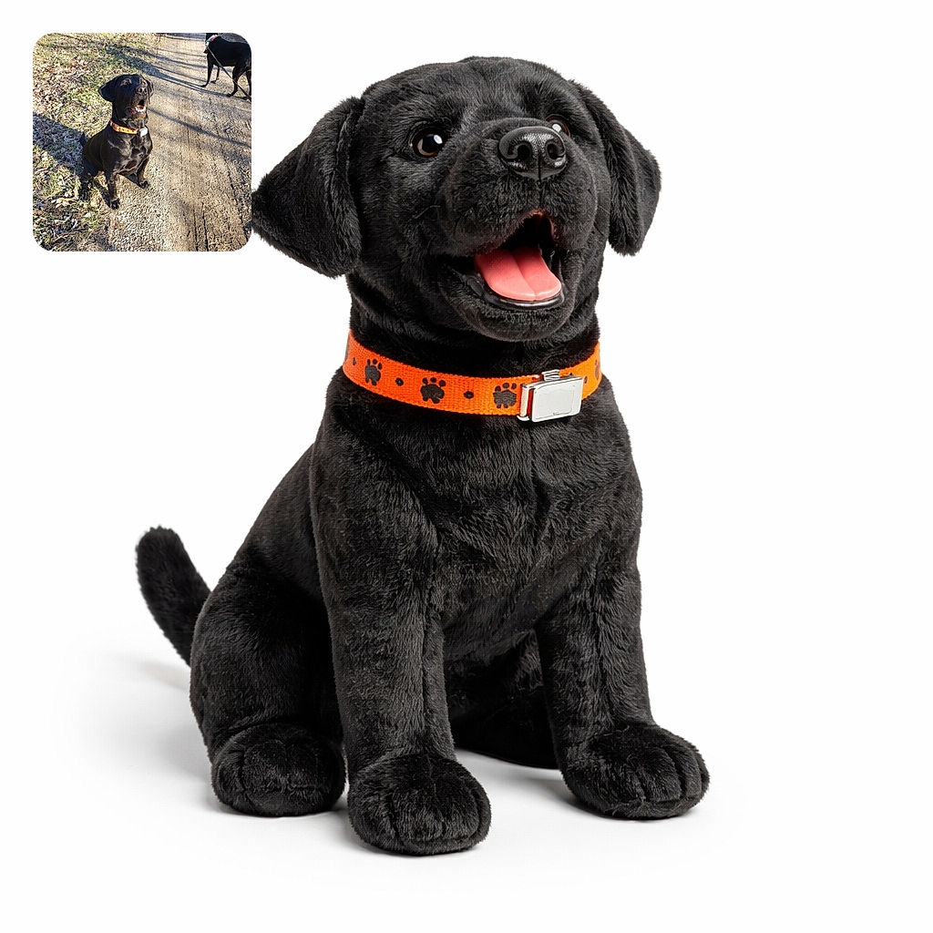Two black dogs enjoying a sunny walk on a gravel path, one sitting attentively with an open mouth as if mid-bark or pant, the other standing and looking away, surrounded by dried leaves and grass with long shadows cast by the late afternoon sun.