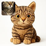 A close-up shot of a curious tabby cat with wide yellow-green eyes, nestled comfortably in a soft, fuzzy blanket. The cat's intense gaze is captivating, and the cozy textures around it add warmth to the scene.