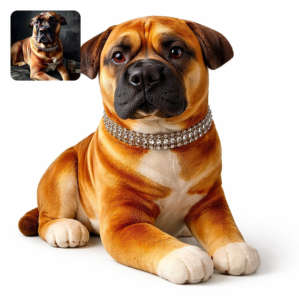 A regal dog with a stunning diamond-studded collar lounges elegantly on a dark couch, its expressive eyes gazing off into the distance against a textured dark wall backdrop, exuding both poise and charm.