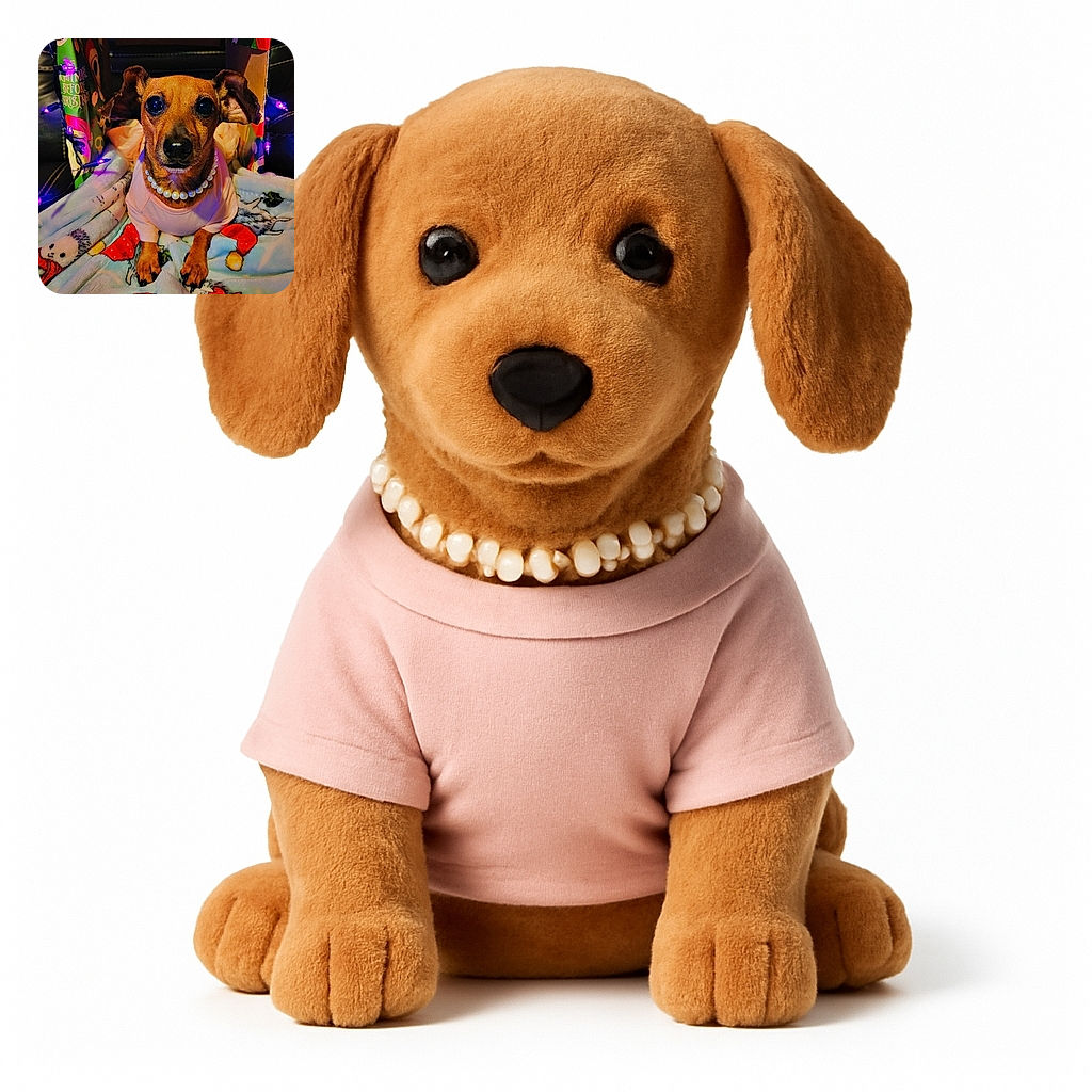 A charming small dog dressed in a pink outfit and a pearl necklace poses regally on a festive blanket adorned with cute holiday-themed animals, sitting inside a decorated box wrapped with colorful paper and purple string lights, exuding holiday spirit and cozy vibes.