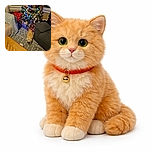 A curious orange cat strolls towards the camera in a cozy living room decorated with a brightly lit and ornamented Christmas tree, surrounded by comfy furniture and festive holiday vibes.