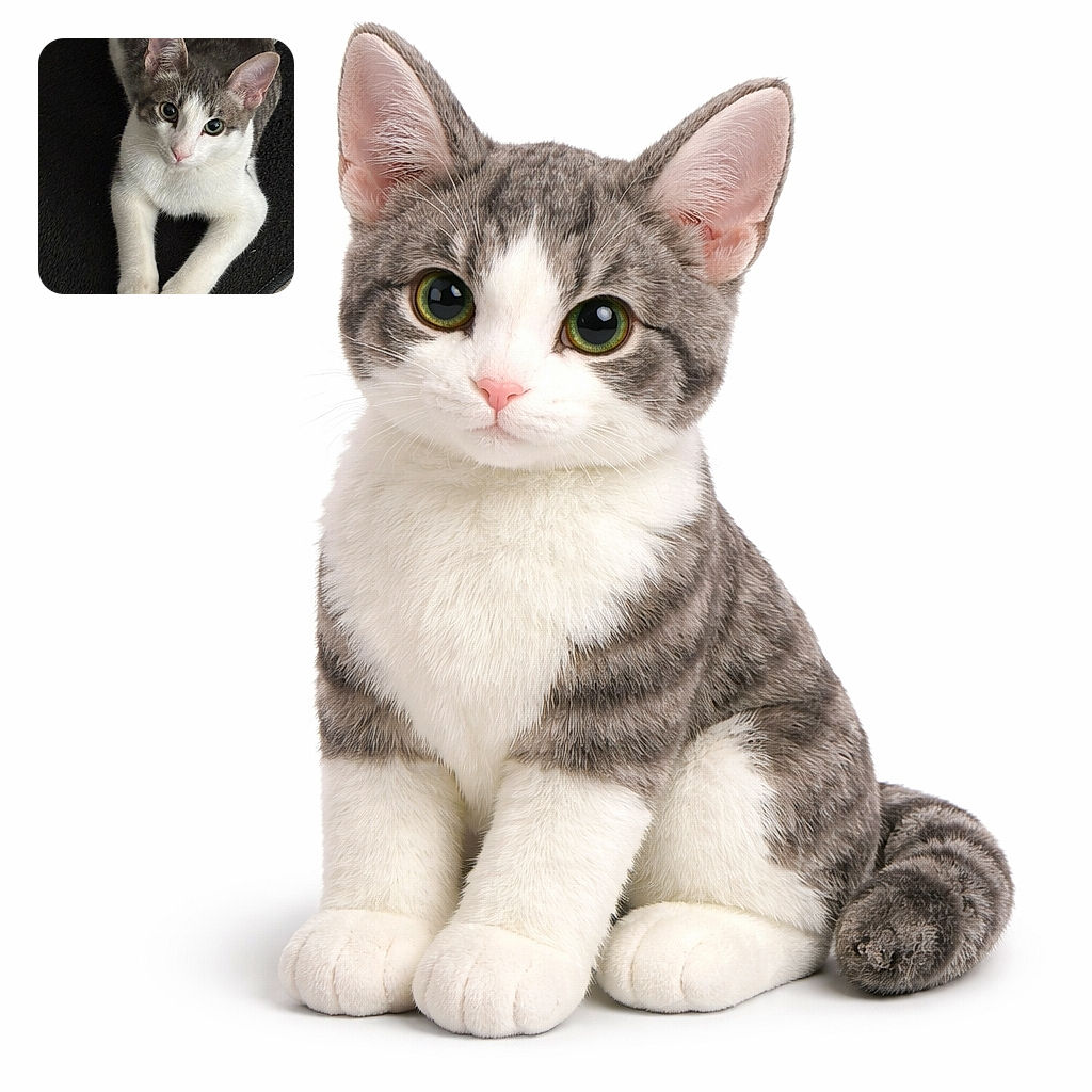 A wide-eyed gray-and-white kitten stares up like it knows a secret while sprawled on a black mat — captioned proudly with a giant "MY PET'S CUTE" sticker and a small Lemon8/user watermark. The cat's ears and whiskers are front-and-center, giving major innocent-conspirator energy.