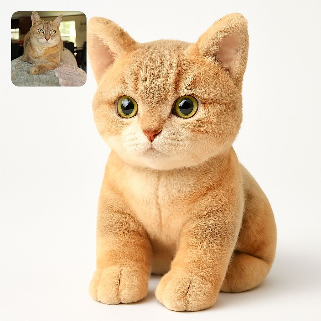 A serene orange tabby cat lounges elegantly on a cozy textured blanket, its green eyes gazing thoughtfully into the distance. The soft indoor lighting and blurred background create a warm, inviting atmosphere perfect for a feline daydream.