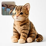 A cozy tabby cat is enjoying a peaceful nap stretched out on a striped blanket draped over a piece of furniture, basking in warm sunlight streaming in from the side.