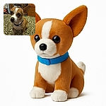 A small, alert Chihuahua with big ears and shiny eyes sits on a leopard-print blanket, looking curiously at the camera in a cozy, cluttered room.