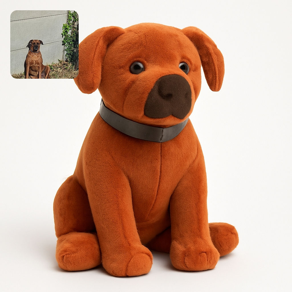 A sturdy brown dog sits calmly in the sun against a plain concrete wall, eyes closed as if meditating or soaking up some serious rays, surrounded by dry grass and a touch of green ivy climbing nearby.