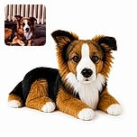 A handsome, slightly judgmental dog lounges on a blanket with one paw proudly displayed beside a chew bone, looking like it has just been promoted to head of household security. A radiator forms the backdrop, while the camera watermark quietly announces its own presence.