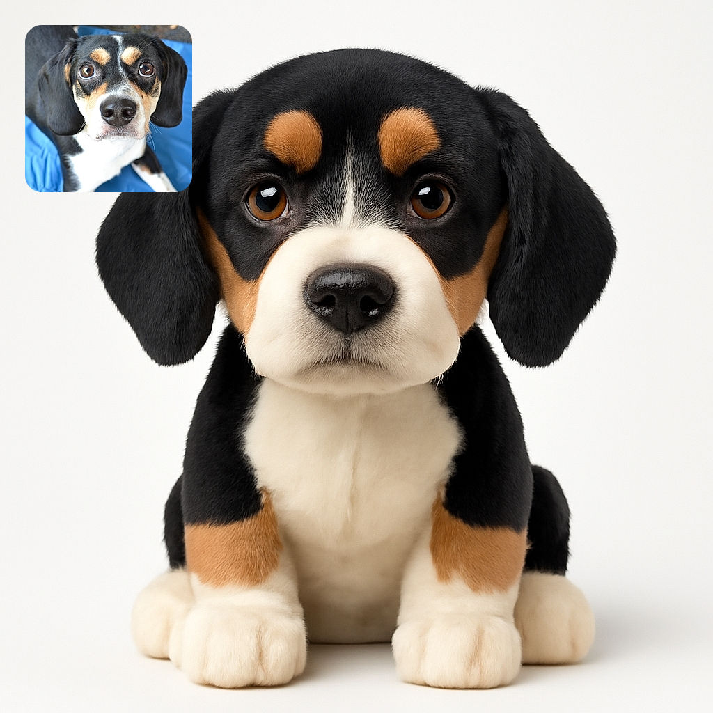A close-up shot of an adorably curious dog with big, soulful eyes looking straight at the camera, lying on a blue blanket with a slightly blurred background, capturing the essence of canine wonder and innocence.