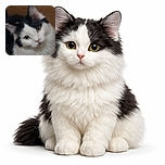 A slightly blurry close-up of a black and white cat with curious eyes, captured on a phone screen with date and app interface visible around it.