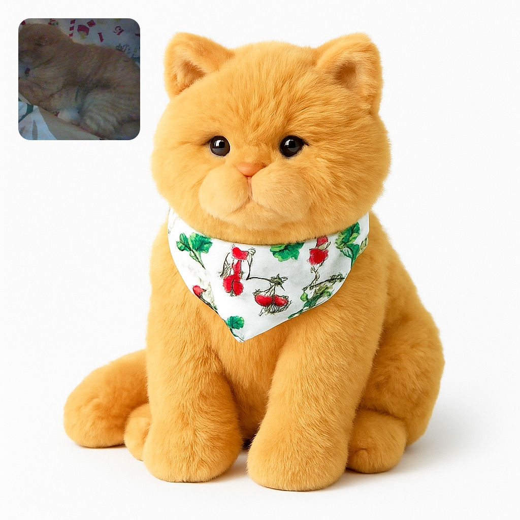 A blurry and dimly lit photo of a ginger cat curled up on a colorful patterned blanket, looking like it's ready for a nap but the camera forgot to focus.