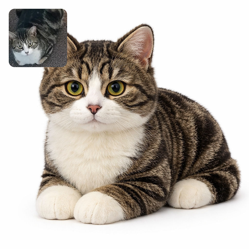 A tabby cat loafs on a speckled carpet giving a deadpan, judgey stare straight at the camera — like it just caught you eyeing its tuna.