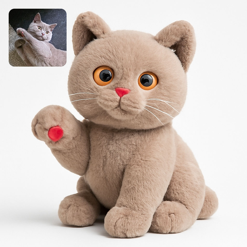 A fluffy gray cat lies on a textured surface with paws playfully crossed, eyes wide open and curious, looking like it's about to start a feline dance or cast a magic spell.
