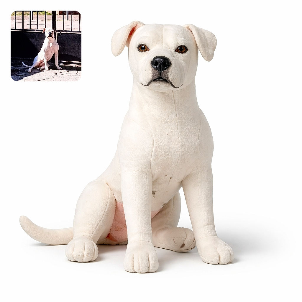A white dog is sitting in a sunny spot on a cracked pavement in front of a black metal fence, basking in the sunlight with a calm and stoic expression.
