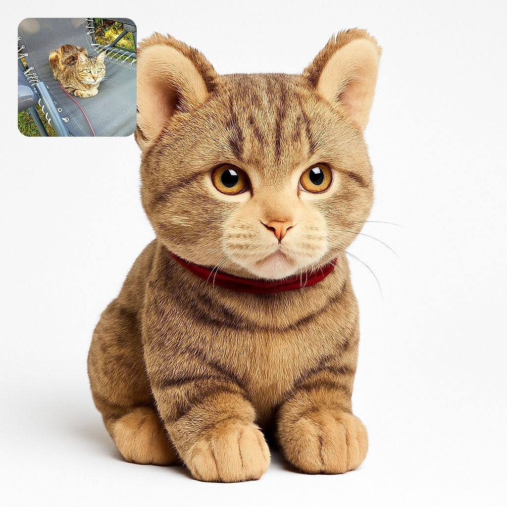 A cozy tabby cat lounges comfortably on a gray outdoor lounge chair, basking in the warm sunlight with a curious and calm expression. The green grass and some plants are visible in the background, adding a natural touch to the peaceful scene.