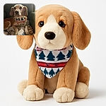 A cozy dog sporting a festive bandana lounges comfortably on a pile of blankets in a dimly lit room, giving off serious holiday vibes and the ultimate chill mood.