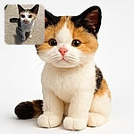 An adorable calico kitten with big, curious eyes sits attentively on a carpeted floor, its tiny paws perfectly placed and whiskers twitching as if ready to pounce on an invisible toy.