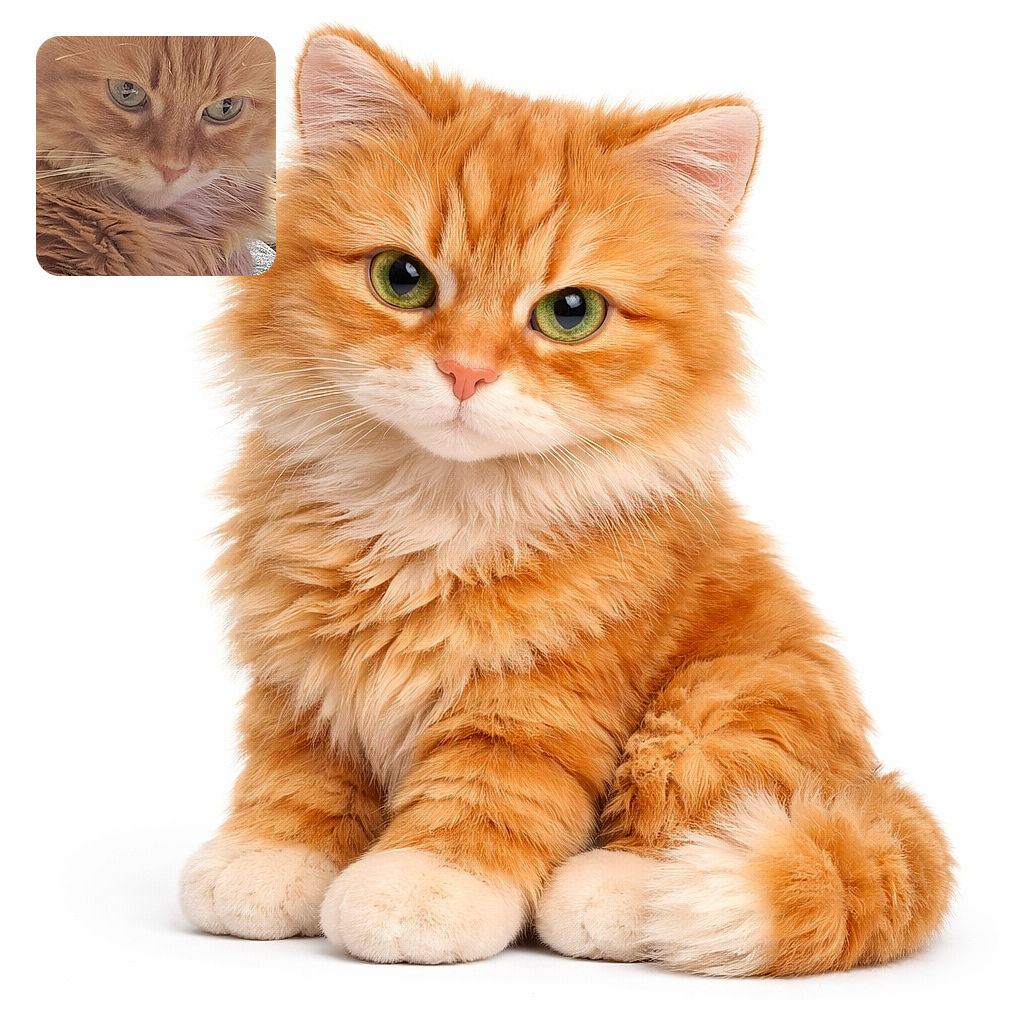 A close-up shot of a fluffy orange cat with mesmerizing green eyes staring intently, showing off its soft fur and delicate whiskers in warm natural light.