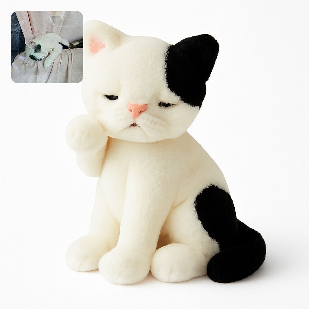 A cozy white cat with black patches is peacefully napping on a soft pink fabric, blending into the pastel surroundings with a serene vibe. The gentle folds of the fabric and the cat's relaxed pose make for a calm and comforting scene.
