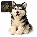 A nostalgic, slightly blurry photo featuring two children sitting on either side of a large, happy dog. The image has a vintage feel with dim lighting and muted colors, evoking warm family memories despite the lack of sharpness.