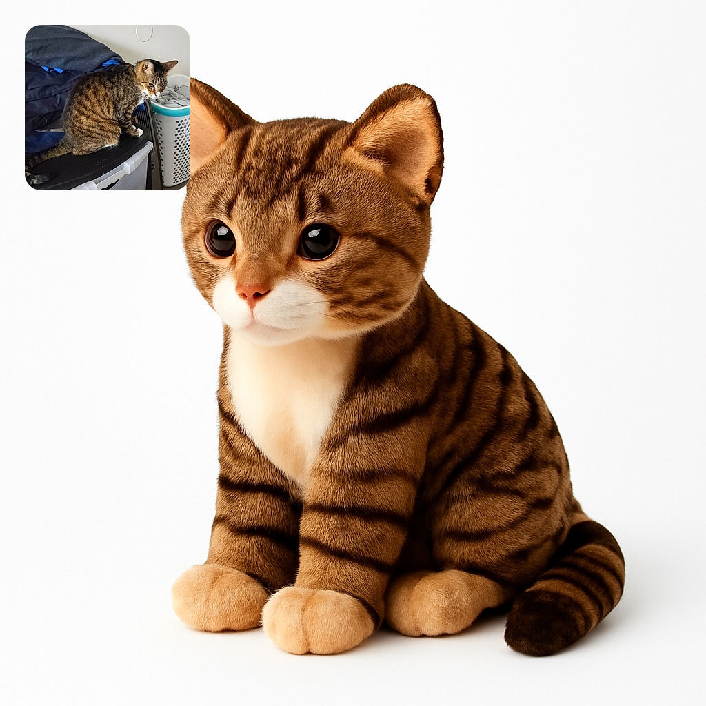 A tabby cat with white paws is perched on top of a black plastic container, surrounded by laundry baskets and folded clothes, looking off to the side with a curious expression.