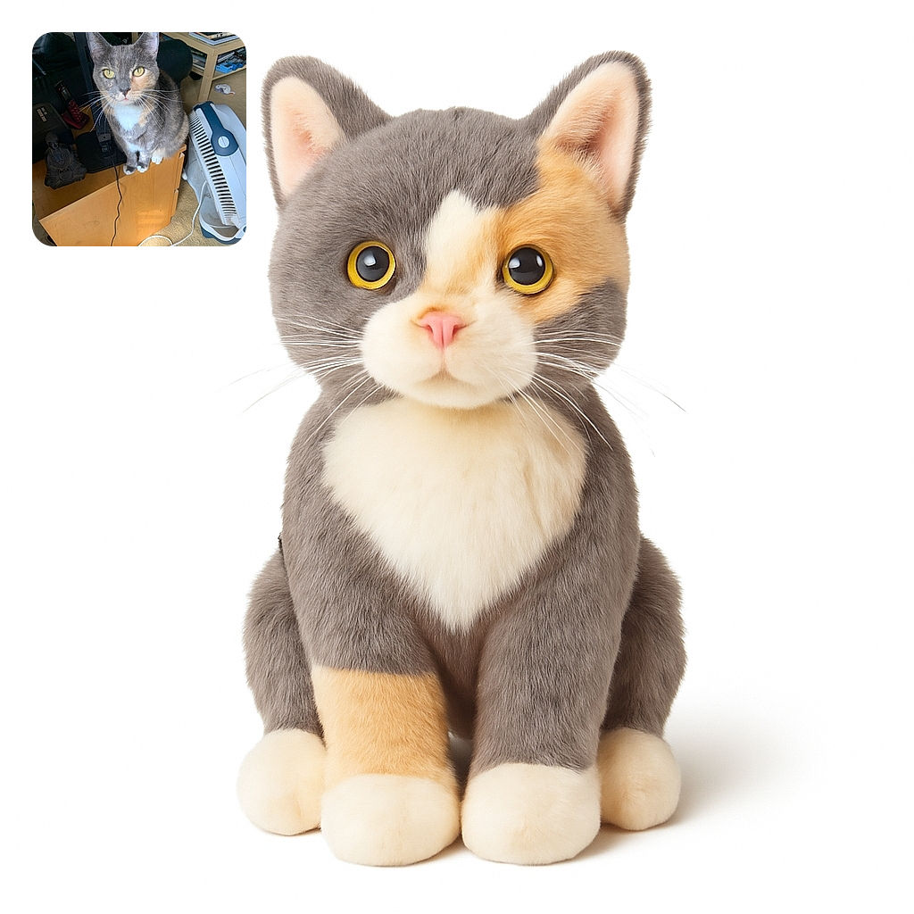 A curious cat with striking yellow eyes perches on the edge of a wooden cabinet, surrounded by everyday household items including a fan, a Buddha statue, and a cluttered table in the background.