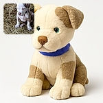 A young puppy with a white and brown coat sits thoughtfully on a bed of hay, looking down with a calm and gentle expression, surrounded by rustic farm vibes.