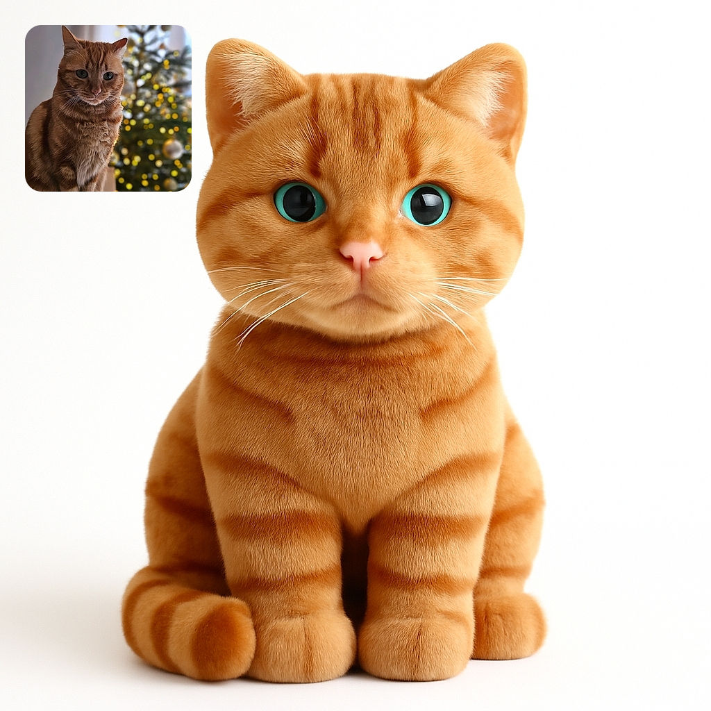 A majestic ginger cat sits elegantly on a wooden surface with a softly blurred, twinkling Christmas tree in the background, radiating cozy holiday vibes and feline charm.