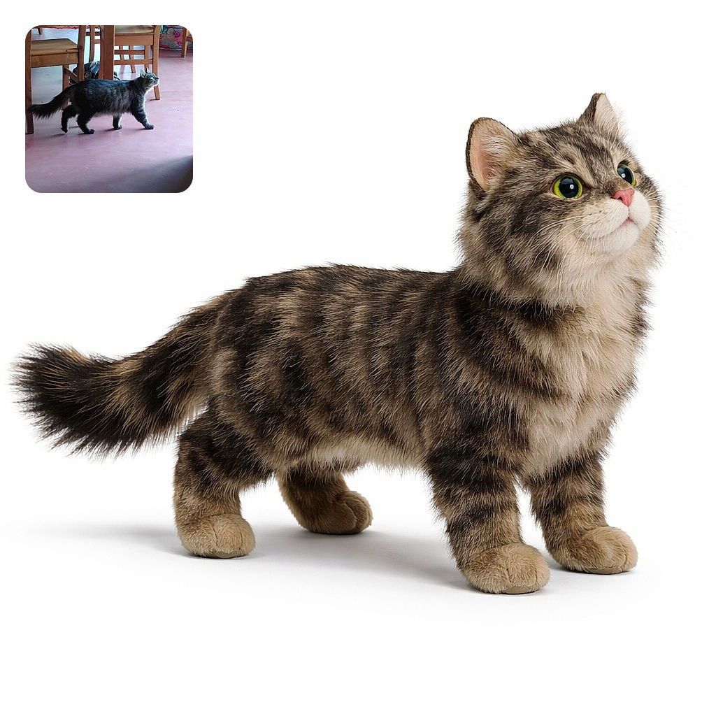 A curious tabby cat is tiptoeing across a pink floor in a cozy room filled with wooden chairs and a colorful quilt, as if on a secret mission to find the hidden catnip stash.