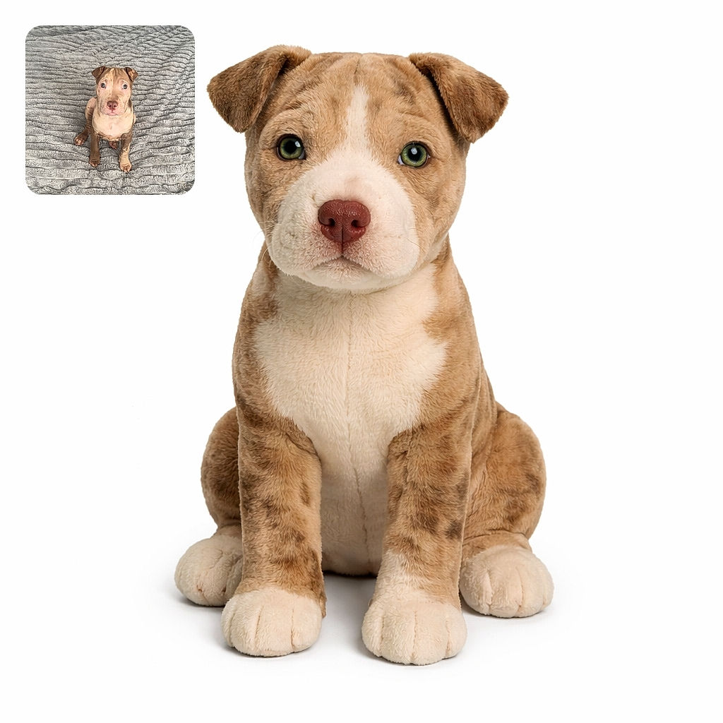 A muddy little puppy sits perfectly centered on a plush grey blanket, staring up with huge soulful eyes and dirty paws — equal parts guilty and adorable, like it’s trying to negotiate extra treats with eye contact alone.