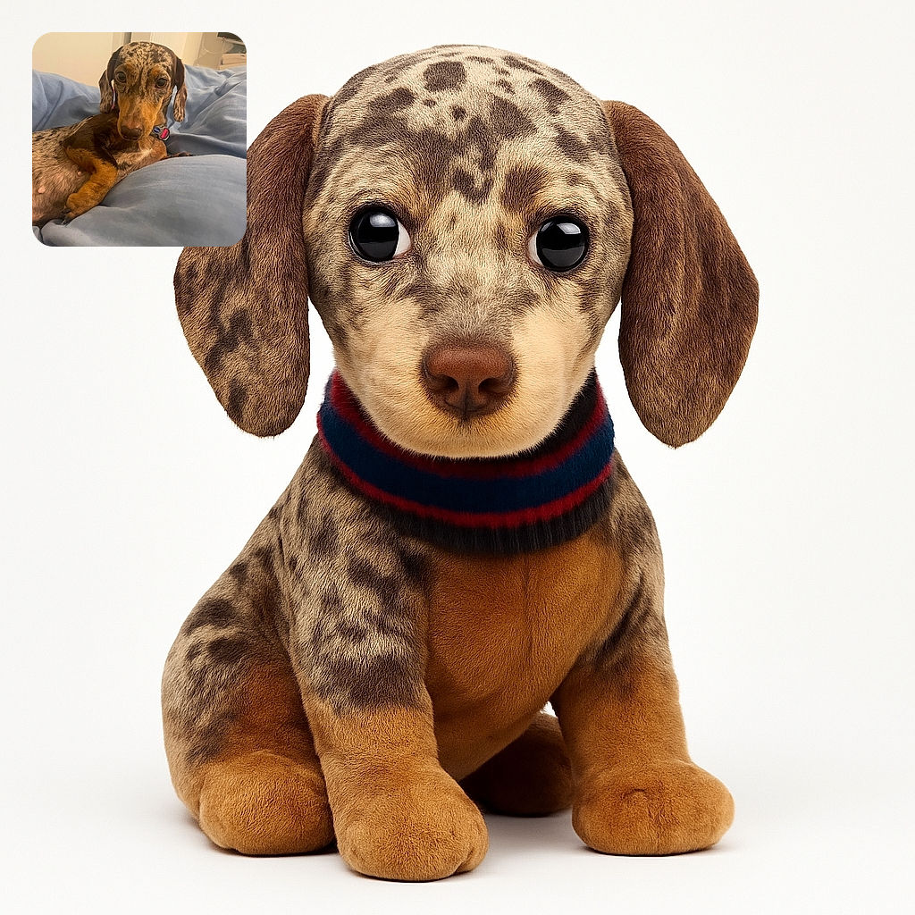 A cozy dachshund with a speckled coat lounges on a soft blue blanket, looking curiously at the camera with big soulful eyes, capturing a candid moment of pure puppy charm.