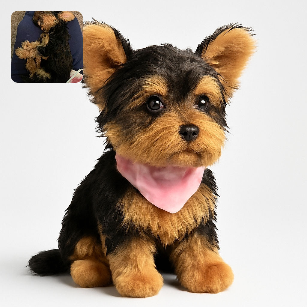 A fluffy, tiny dog is curled up and snoozing peacefully on someone's lap, wrapped in cozy clothes, with a soft carpet background. The pup looks like the ultimate nap champion in a comfy human nest.
