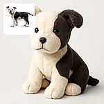 A charming black and white puppy stands confidently against a clean white background, looking curiously at the camera with its ears perked up and tail extended, ready for some playful adventures.