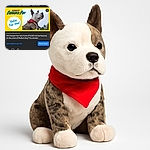 A proud dog wearing a red bandana poses heroically against a cloudy sky, featured in a bright yellow voting campaign banner with bold text urging viewers to 'Vote for me!' and 'America's Favorite Pet.' The image is part of a social media post encouraging votes for a pet contest.