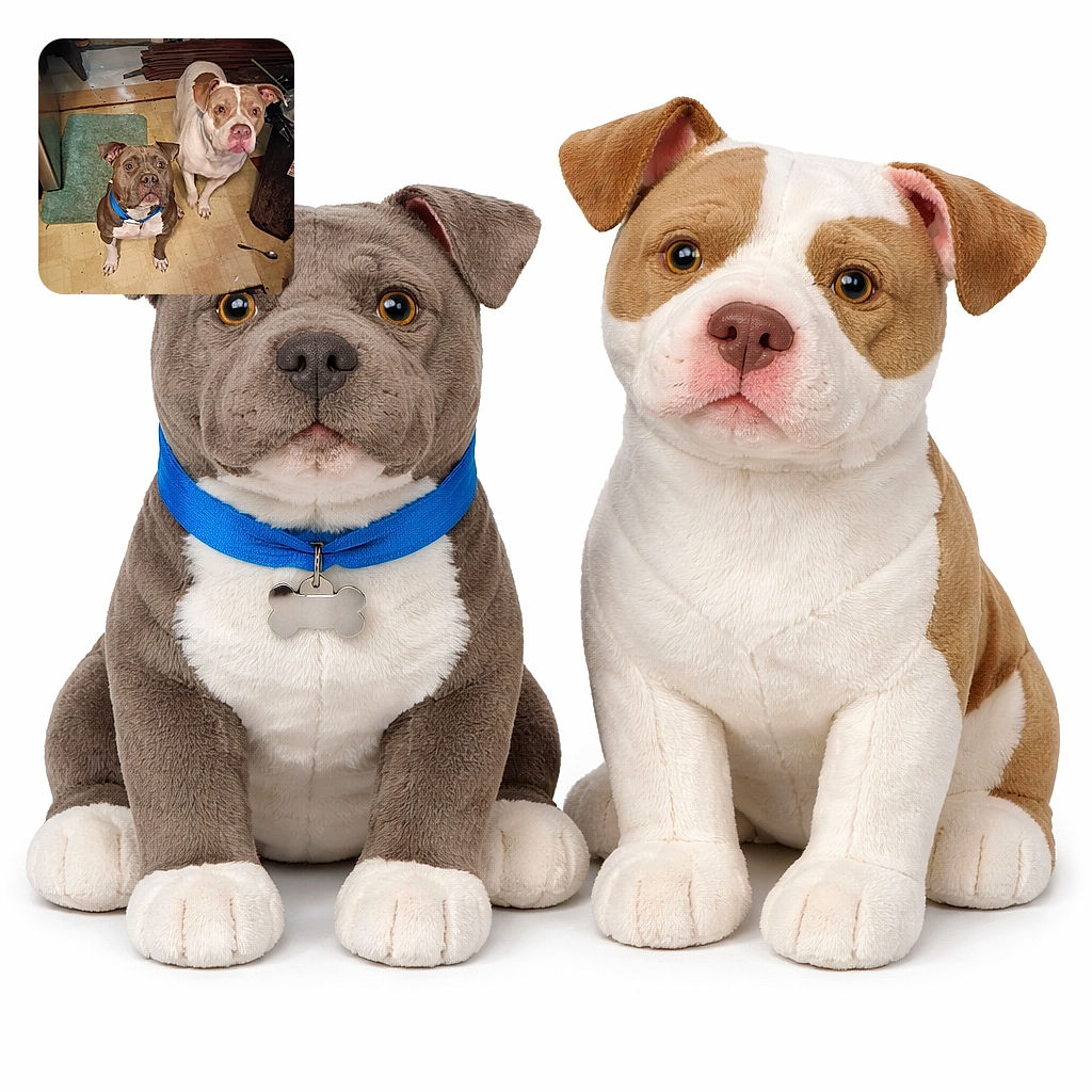 Two attentive dogs, one with a blue collar and the other with a white and brown coat, sit on a worn kitchen floor surrounded by household clutter including a spoon and some stacked wood, looking up with hopeful eyes as if waiting for a treat or command.