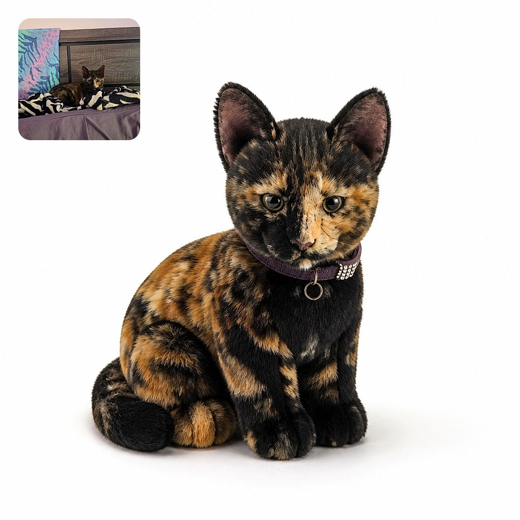 A wonderfully unimpressed tortoiseshell cat lounges on a pile of zebra-striped blankets, staring at the camera like it has been interrupted during an extremely important nap. The colorful towel, dark wooden headboard, and rumpled bed create a cozy bedroom scene.