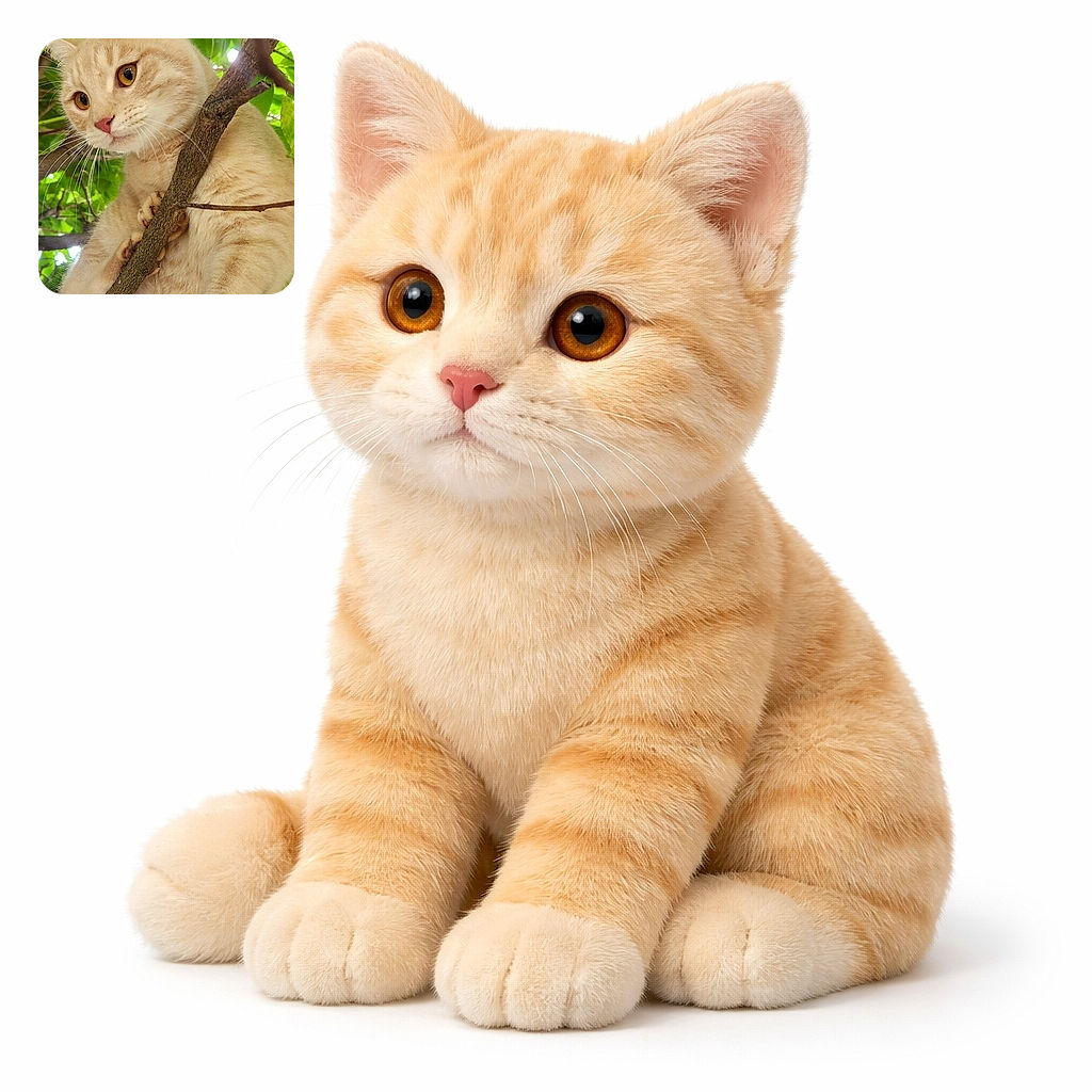 A curious ginger cat is clinging to a tree branch under a leafy canopy, golden eyes wide and whiskers on full display — part acrobat, part sleepy nature influencer, plotting its next graceful (or not) descent.