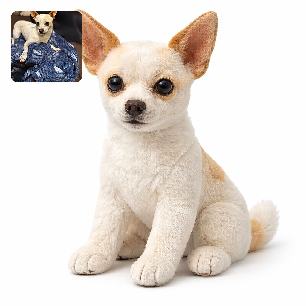 A dignified little chihuahua lounges on a plush navy blanket, staring at the camera with wide soulful eyes and one paw dramatically draped over the folds — like a tiny furry monarch surveying its kingdom. Soft background blur and warm lighting keep the focus squarely on the pup's expressive face and perky ears.