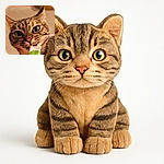 A close-up shot of a tabby cat with striking green eyes, nibbling on a treat from a green and white packet, showing off its tiny teeth and whiskers in sharp detail against a soft, blurred background.