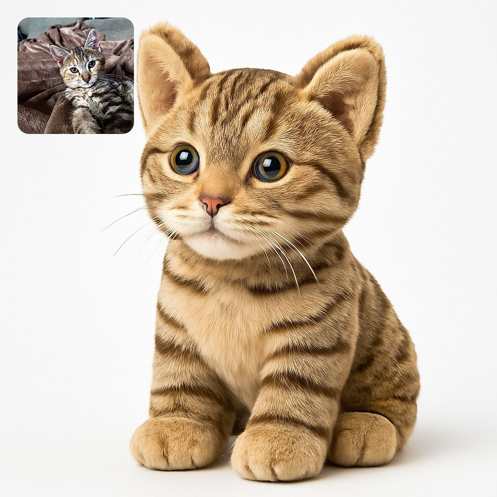 A curious tabby kitten lounges comfortably on a soft brown blanket, gazing directly into the camera with bright, inquisitive eyes. The cozy indoor setting and blurred background emphasize the kitten's fluffy fur and delicate whiskers, making it an adorable and heartwarming snapshot.