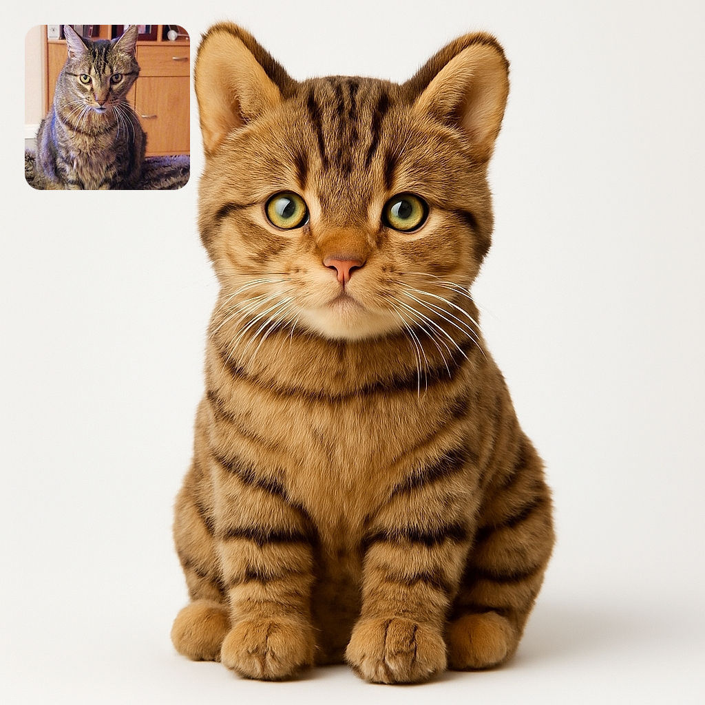 A serious-looking tabby cat sits on a fuzzy blanket in a cozy room with wooden shelves and books in the background, giving off the vibe of a feline professor deep in thought.
