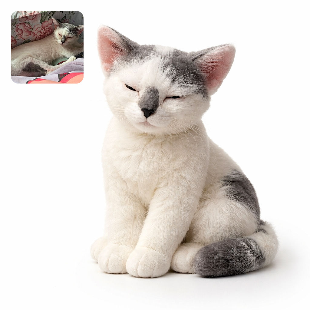A cozy white and gray cat is peacefully napping on a floral-patterned cushion, basking in soft natural light with a relaxed vibe that screams 'do not disturb.'