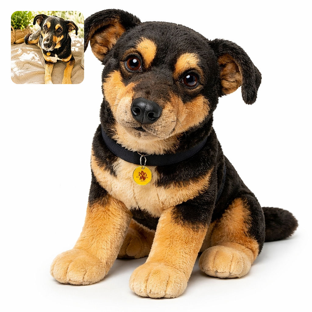 A charming dog lounges comfortably on a textured blanket under warm sunlight, with a curious and attentive expression that could melt any heart. The background is softly blurred with greenery, giving a cozy and peaceful vibe.