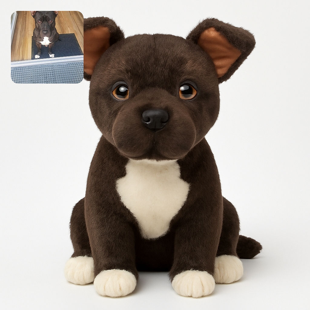 A serious-looking dog sits patiently on a mat indoors, staring directly at the camera with ears perked up, framed by a wooden floor and a metal grate in the foreground.