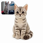 A wide-eyed striped kitten sits proudly on a pile of clothes, looking like it has just been promoted to captain of the laundry. Its enormous ears, elegant pose, and curled tail steal the spotlight while a pair of jeans waits nearby for inspection.