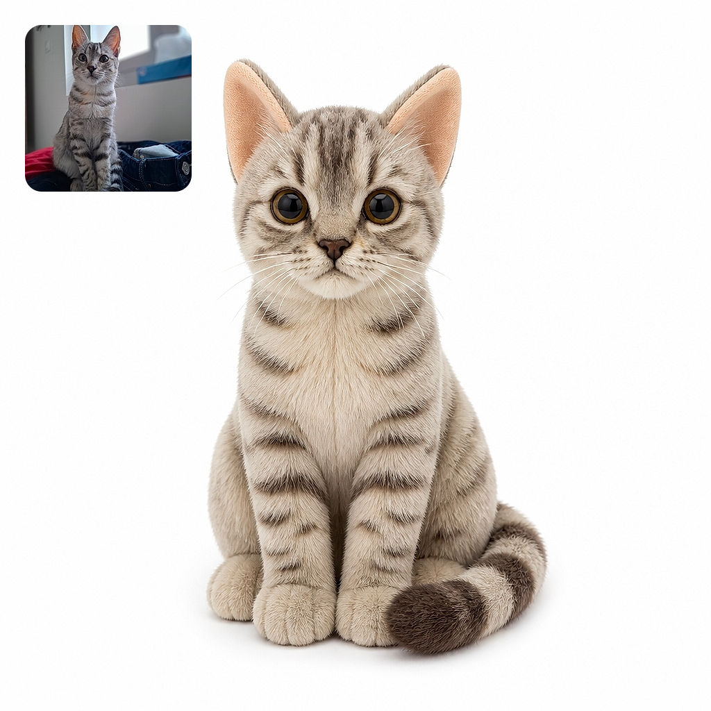 A wide-eyed striped kitten sits proudly on a pile of clothes, looking like it has just been promoted to captain of the laundry. Its enormous ears, elegant pose, and curled tail steal the spotlight while a pair of jeans waits nearby for inspection.