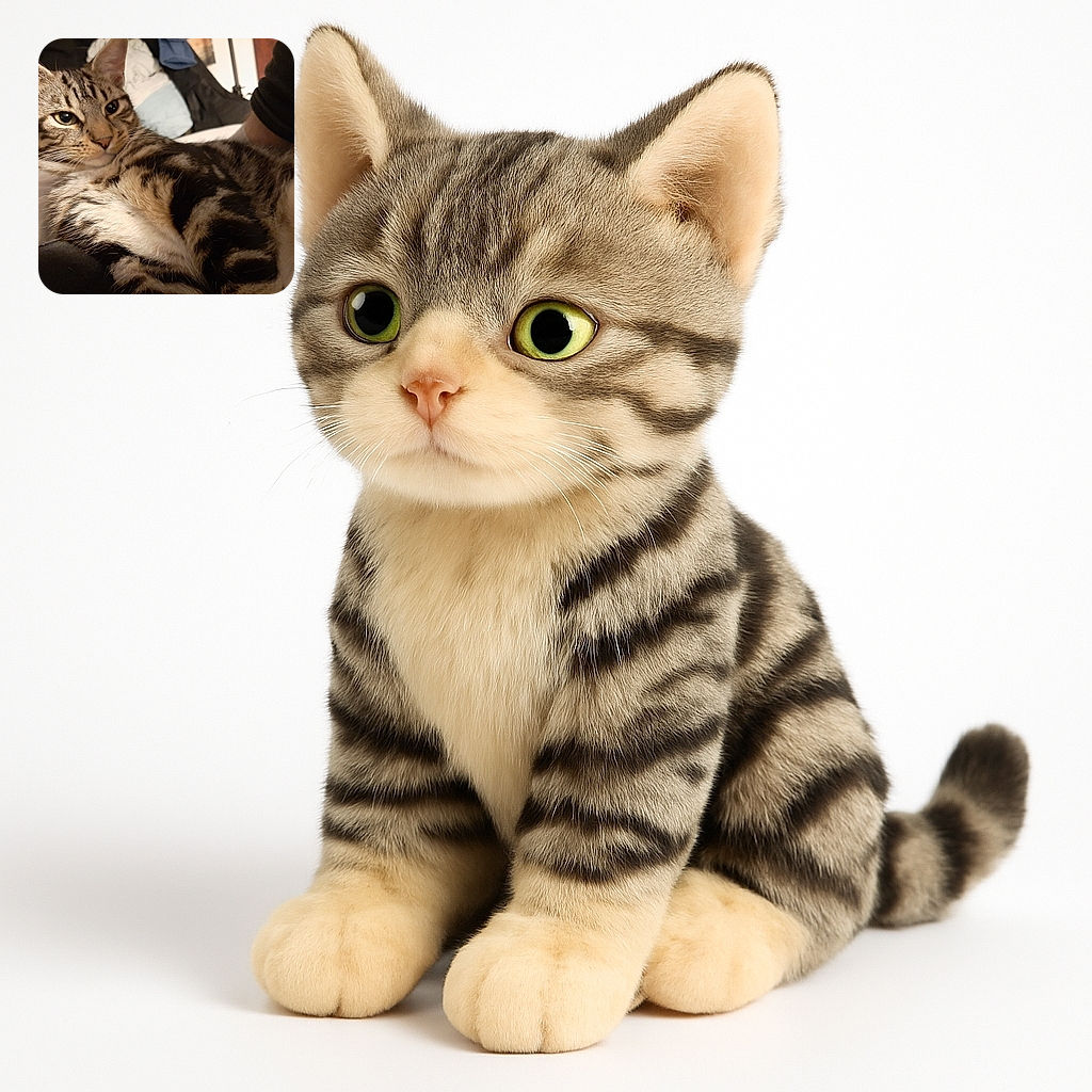A close-up photo of a relaxed tabby cat lounging comfortably on a soft surface with a cozy indoor background. The cat's expressive eyes and detailed fur patterns are captured clearly, giving a warm and intimate feel.