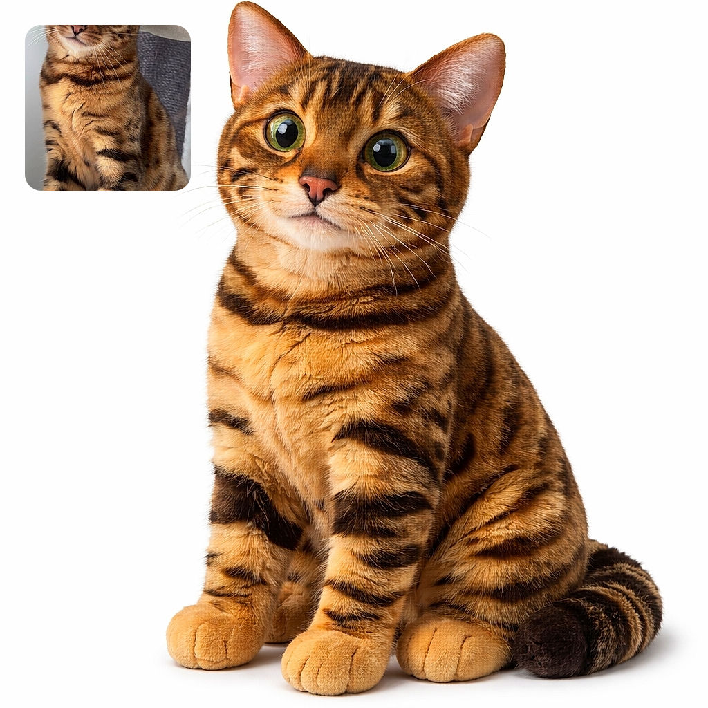 A wide‑eyed striped cat stares up like it just heard the treat bag rustle — glossy green eyes, perfectly groomed tabby fur, and whiskers fanned out in dramatic fashion against a soft indoor perch.